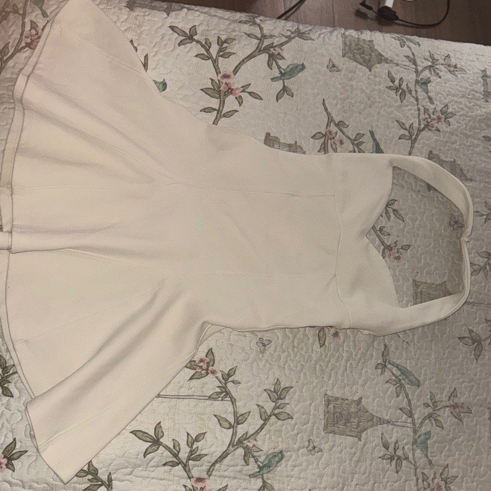 Cream Halter Fit-and-Flare Dress